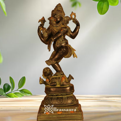 Brass Antique Dancing Ganesha Statue Weight 13.5 Kg & Height 21.5 Inch