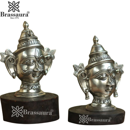 Brass Shiva & Parvati Mask Statue Weight 1.96 Kg And Height 7 Inch