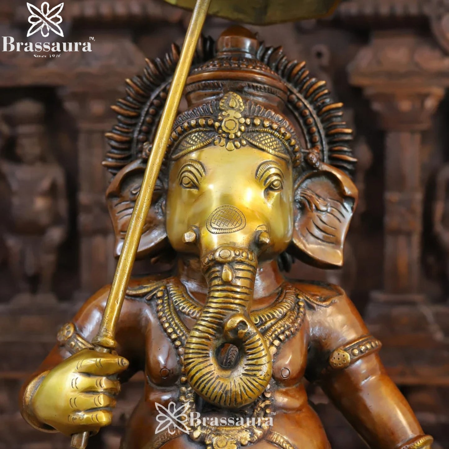 Brass Umbrella Ganesha Weight 13.7 Kg & Height 24 Inch