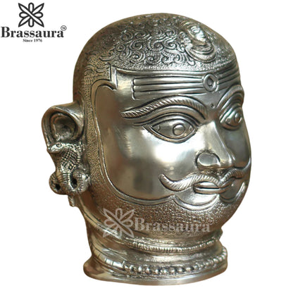 Brass Silver Shiva Mukhlingam Statue Weight 2.3 Kg And Height 6 Inch