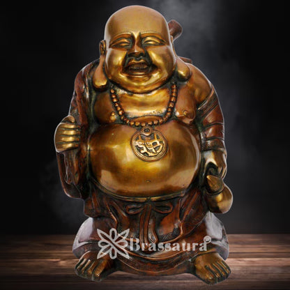 Brass Standing Laughing Buddha Weight 21 Kg & Height 20 Inch