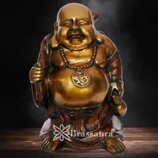 Brass Standing Laughing Buddha Weight 21 Kg & Height 20 Inch
