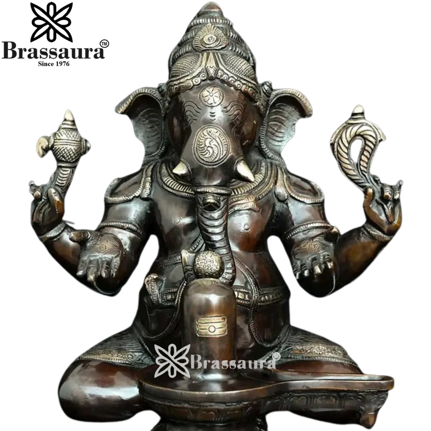 Brass Ganesha Statue Weight 15.6 Kg And Height 14.5 Inch