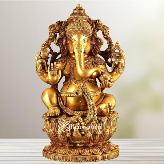 Brass Artistic Ganesha Statue Weight 34 Kg & Height 24 Inch