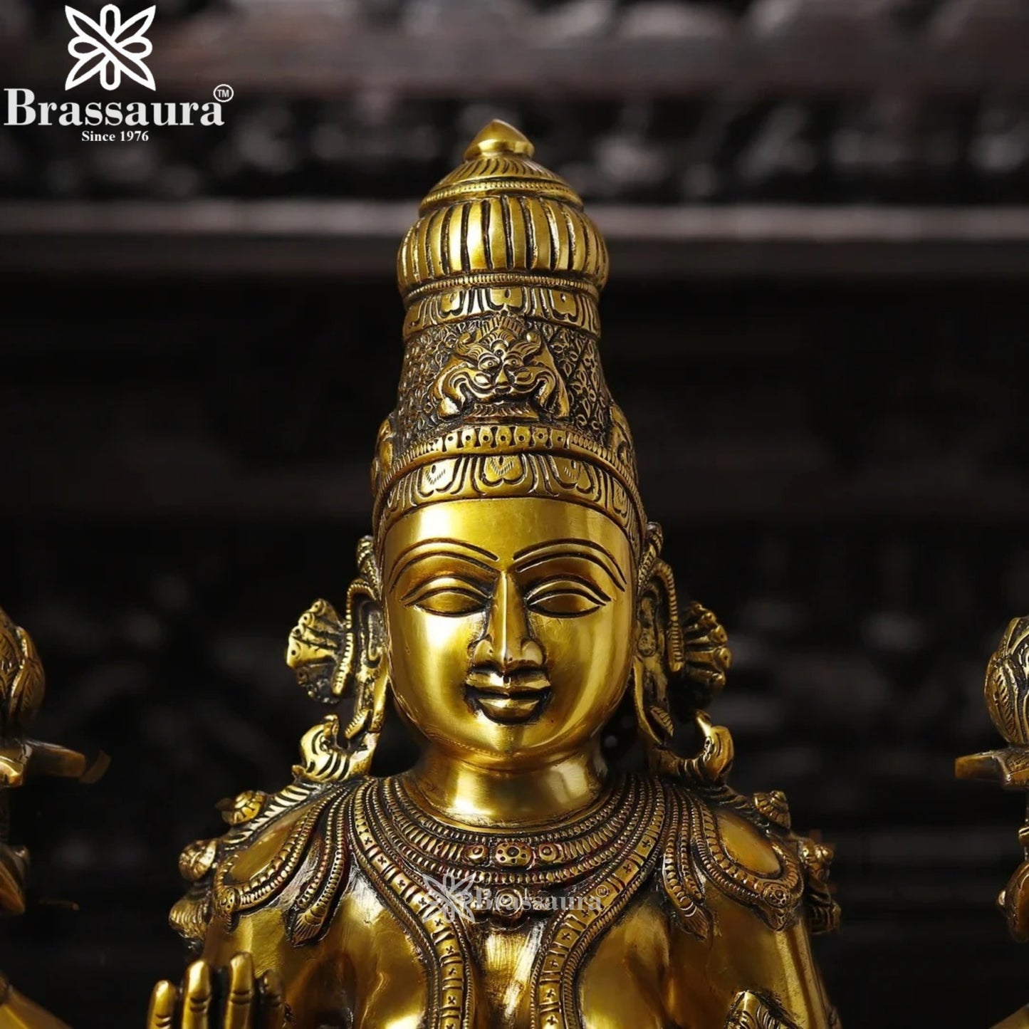 Brassaura™ Handcrafted Brass Laxmi Idol – Height 24 Inches & Weight 28.7 Kgs | Devotional Statue