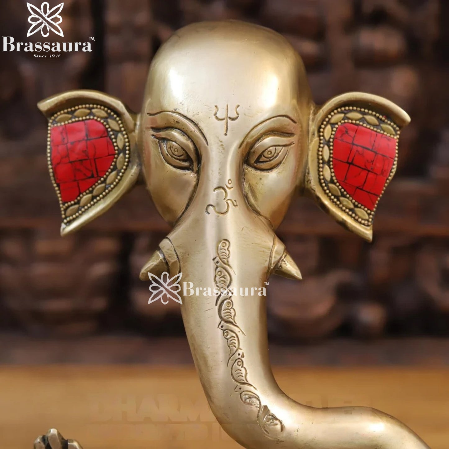 Brass Gem Stone Work Modern Ganesha Weight 6.6 Kg & Height 14.5 Inch