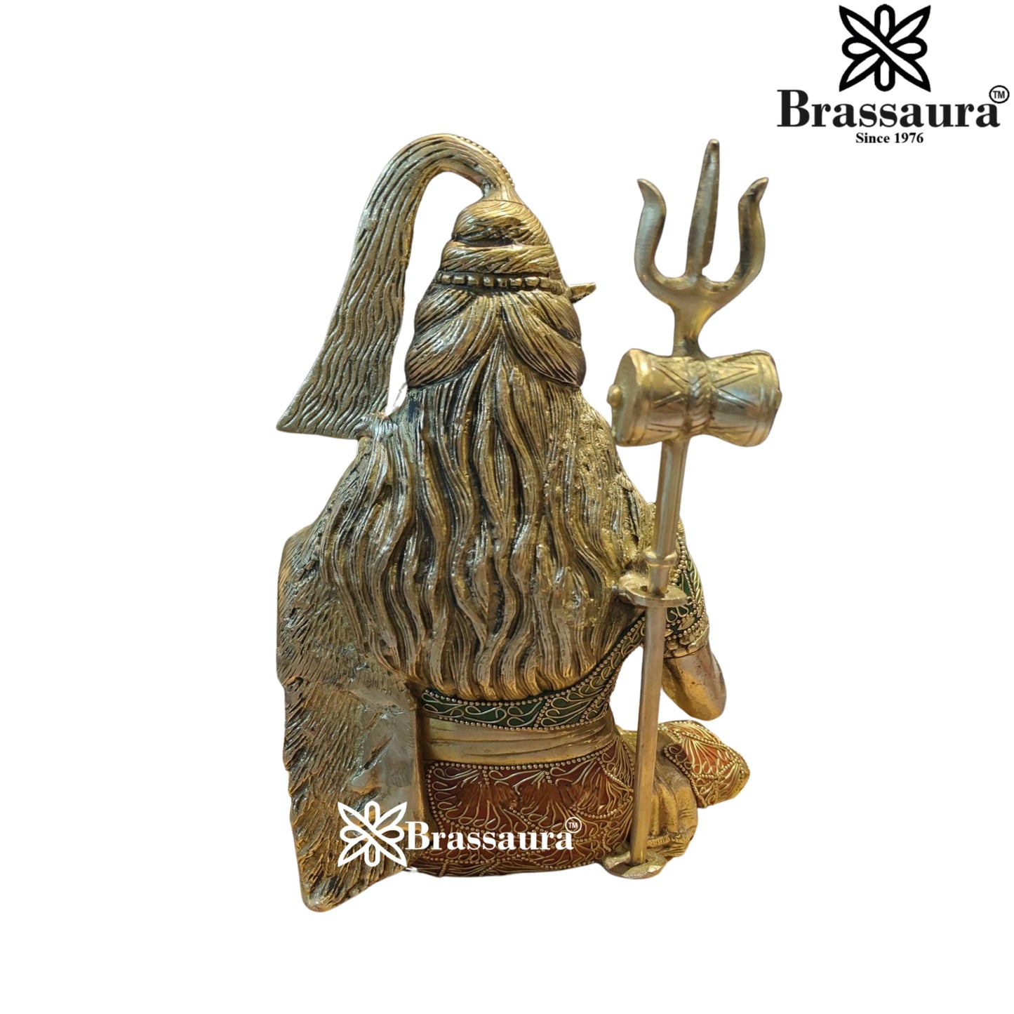 Brassaura™ Handcrafted Lord Shiva Brass Idol with Gem Embellishments – Height 12 Inches & Weight 4.8 Kgs