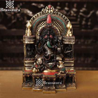 Brass Ring Ganesha Weight 20.3 Kg & Height 18.5 Inch