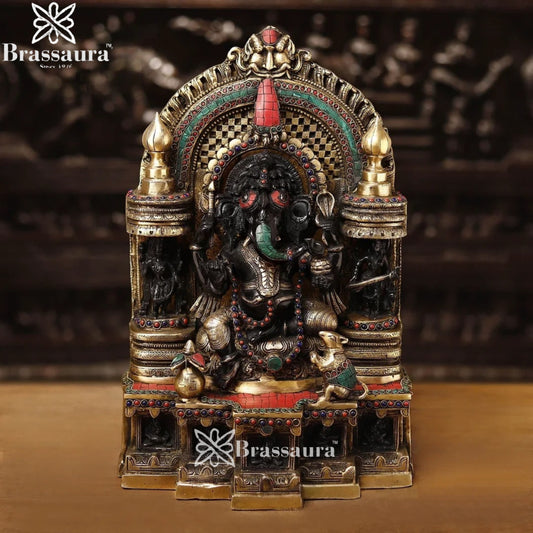 Brass Ring Ganesha Weight 20.3 Kg & Height 18.5 Inch