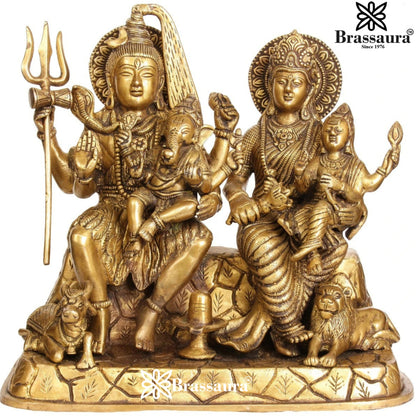 Brass Antique Shiv Family  Weight 11 Kg & Height 12 Inch