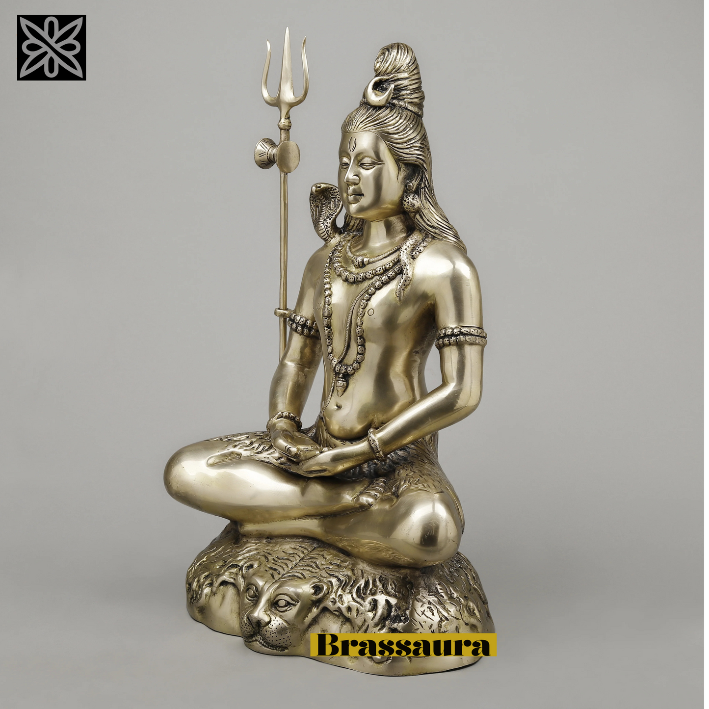 Brassaura™ Pure Brass Lord Shiva Idol – 23 Inch Height, 15.890 Kg Weight – Handcrafted Divine Statue