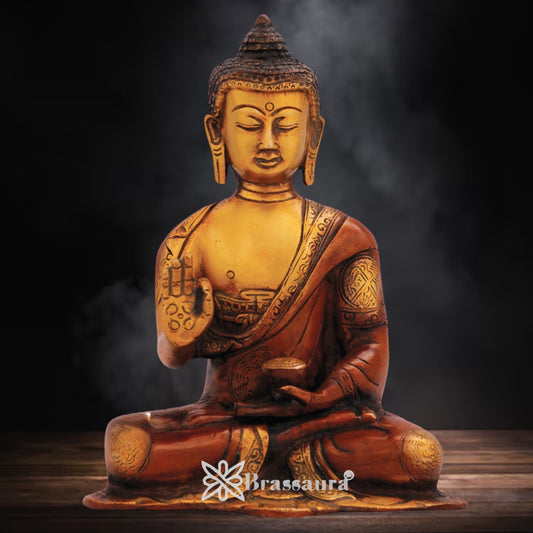 Brass Blessing Buddha Weight 2 kg & Height 8 Inch