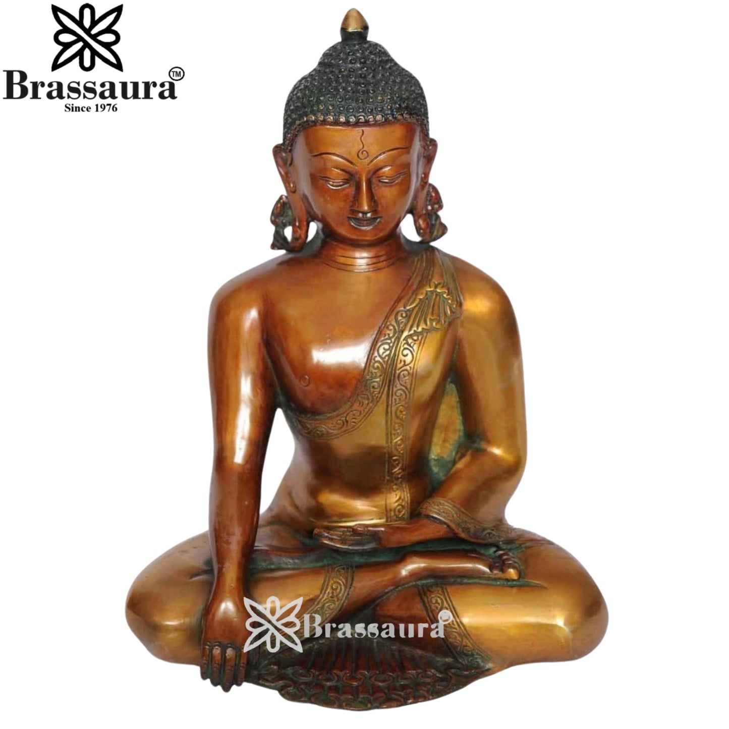 Brass Bhumisprasa Buddha Weight 6 kg & Height 13 Inch