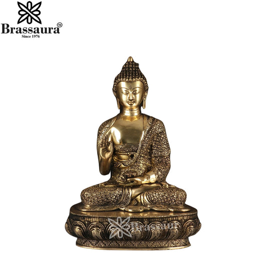 Brass Bhumisprasa Buddha Weight 11.6 kg & Height 16 Inch