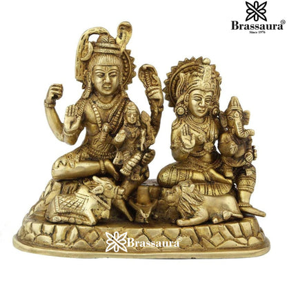 Brass Antique Shiv Family  Weight 2.7 Kg & Height 7 Inch