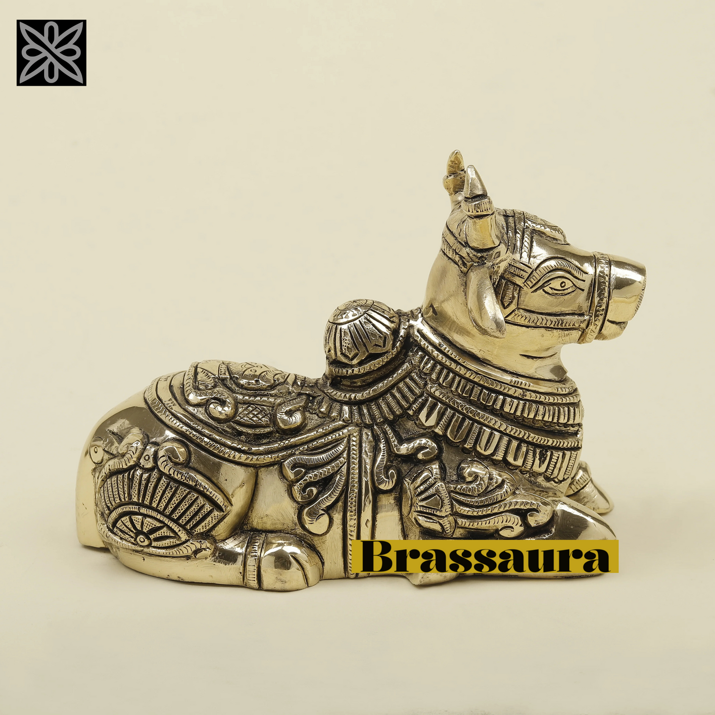 Brassaura™ Brass Nandi Statue | 7.5 Inches Height | 1.92 Kgs Weight | Silver Finish