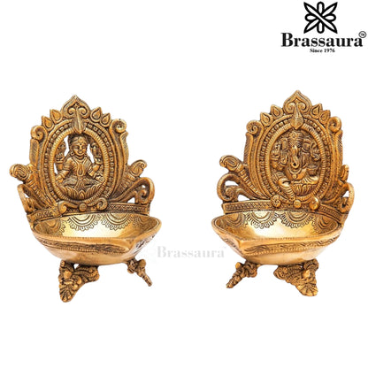 Brass Antique Lakshmi Ganesh Weight 2.5 Kg & Height 7 Inch