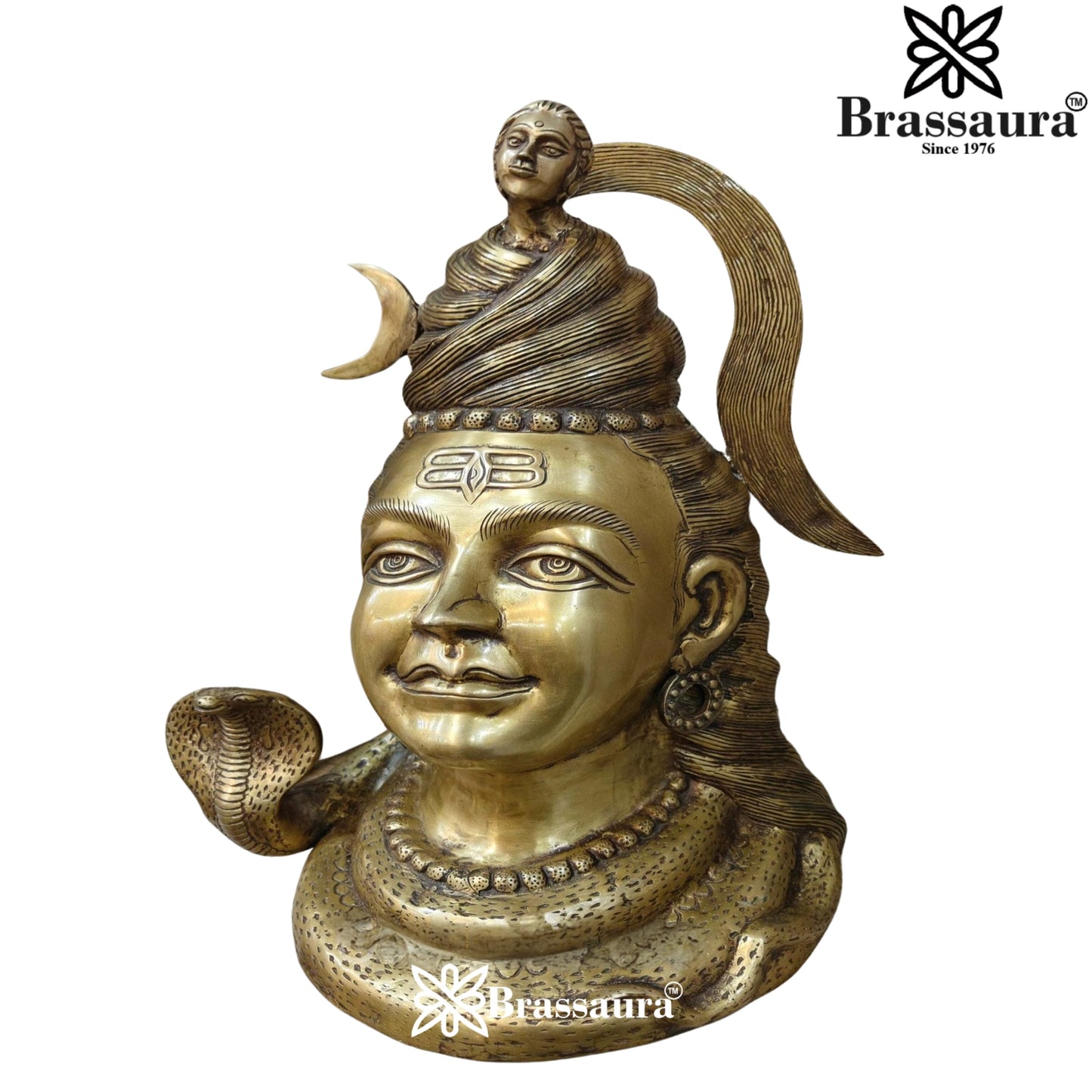 Brass Artistic Shiva Mukhlingam Weight 13.8 Kg & Height 20 Inch