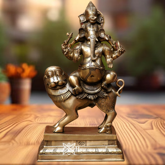 Brass Heramba Ganesha Statue Weight 24 Kg & Height 24 Inch