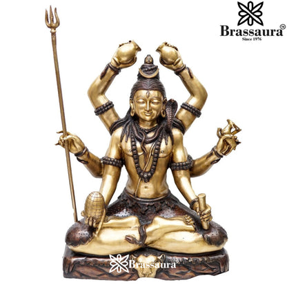 Brassaura™ Large Brass Lord Shiva Statue – Height 30 Inches & Weight 46 Kgs | Devotional Idol Online