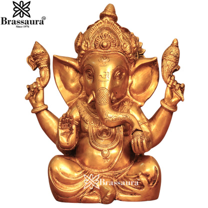 Brass Ganesha Statue Weight 4.2 Kg & Height 9 Inch