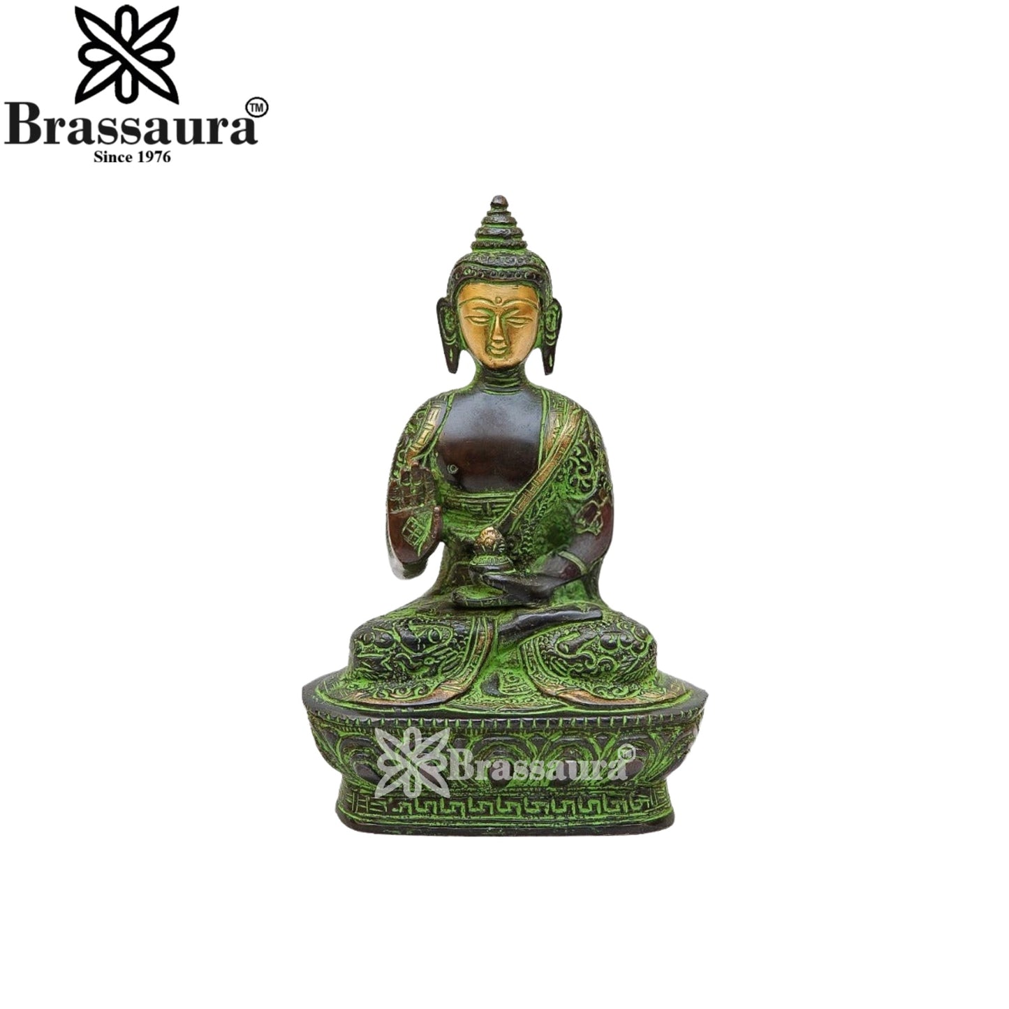 Brass Blessing Buddha Weight 0.95 kg & Height 7 Inch