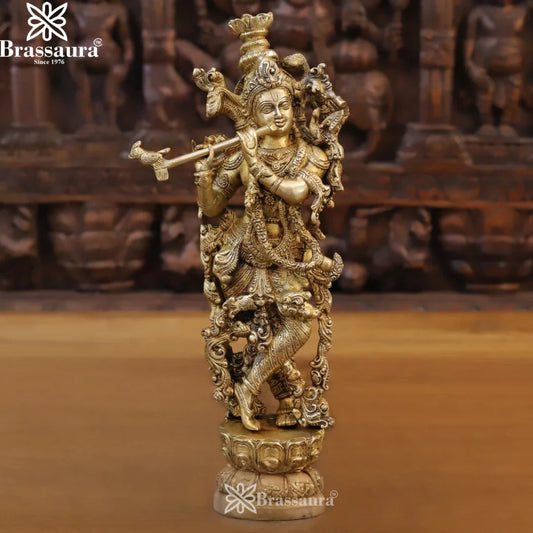 Brass Krishna Murti Weight 3.86 Kg And Height 14 Inch