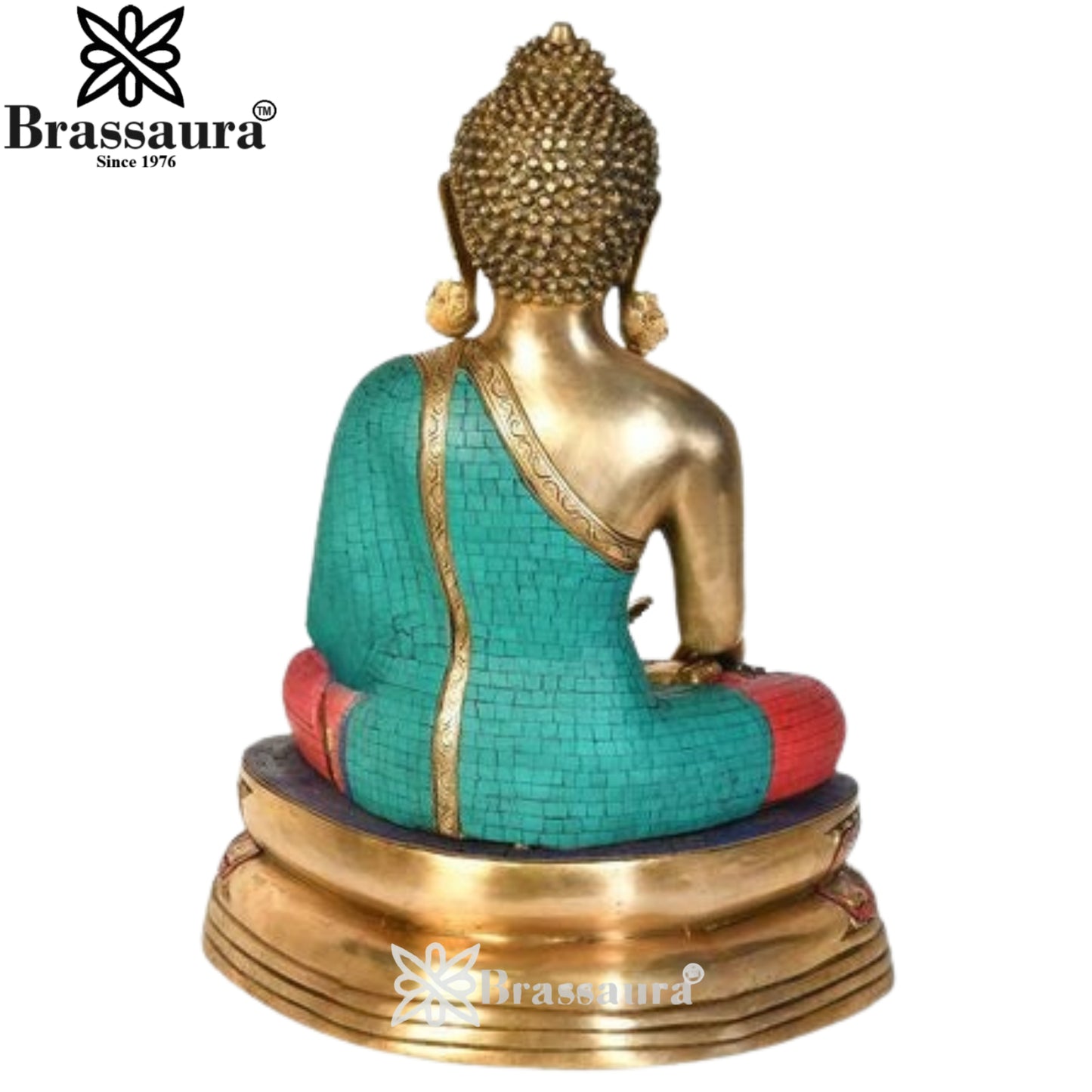 Brass Bhumisprasa Gem Stone Work Buddha Weight 27 kg & Height 24 Inch