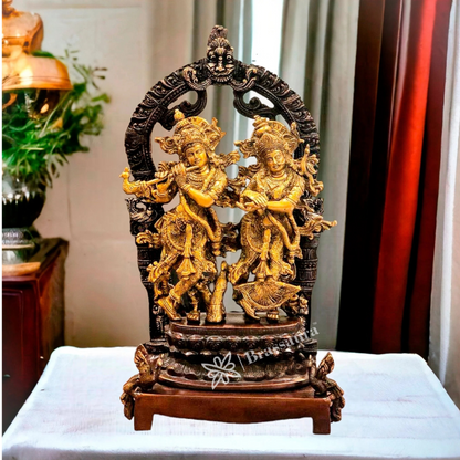 Brassaura™ Brass Radha-Krishna Idol – Height 17.5 Inches & Weight 10 Kgs | Spiritual Home Décor