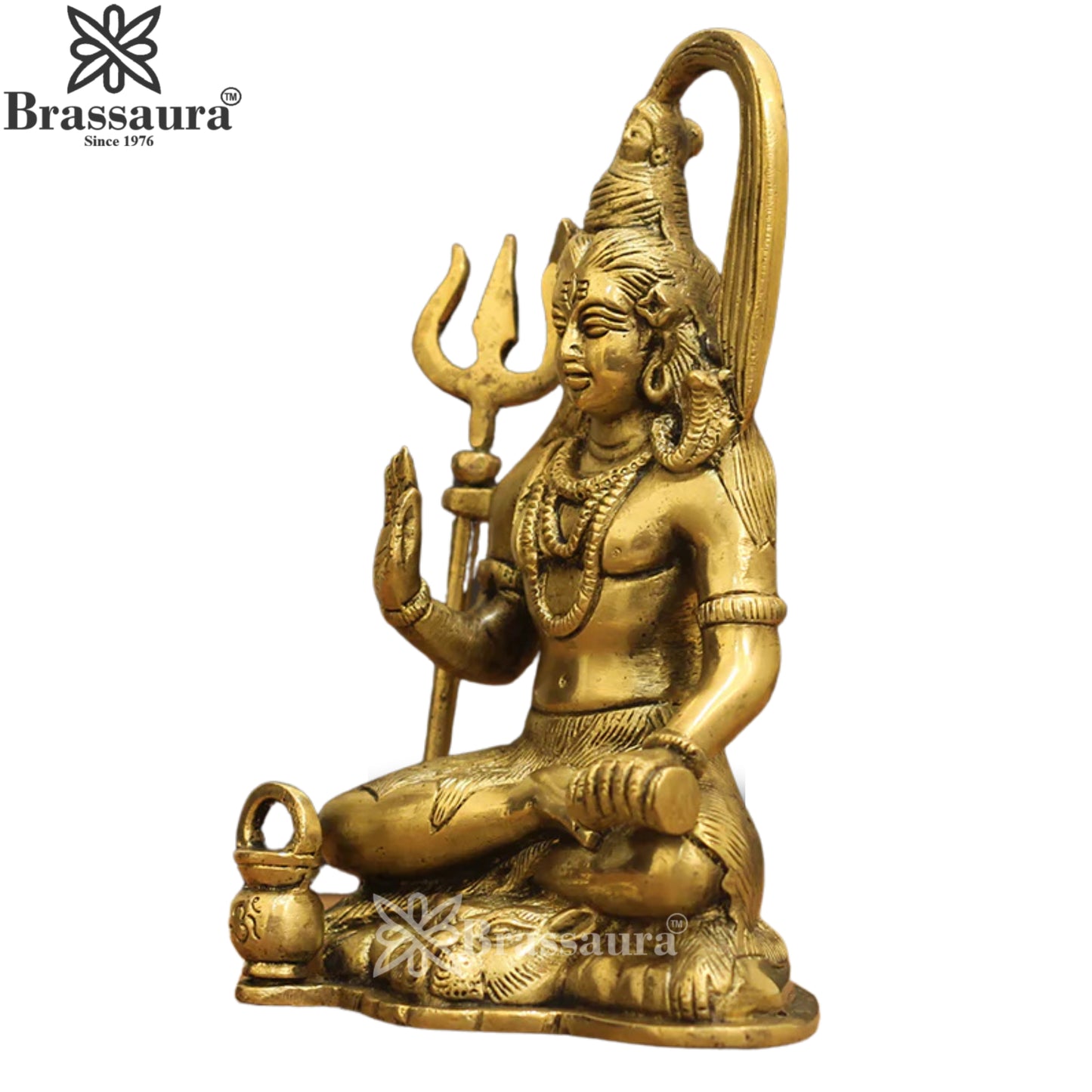 Brassaura™ Elegant Brass Shiva Idol – Height 7 Inches & Weight 1.3 Kgs | Hindu Devotional Idol
