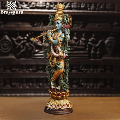 Brass Krishna Murti Weight 15.63 Kg And Height 30 Inch