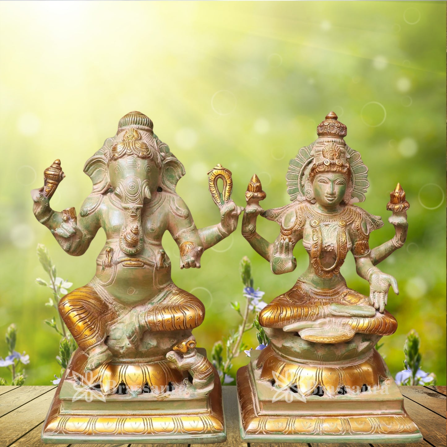 Brass Lakshmi Ganesh Murti Weight 14.3 Kg And Height 11.5 Inch
