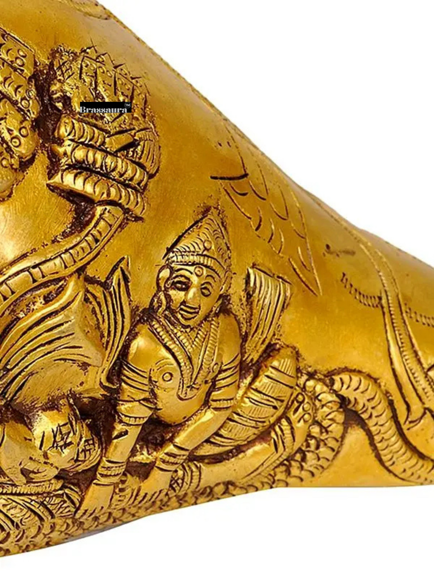 Brassaura™ Sheshshayi Vishnu Conch Brass Statue – Height 7.48 inches | Weight 1.30 kgs