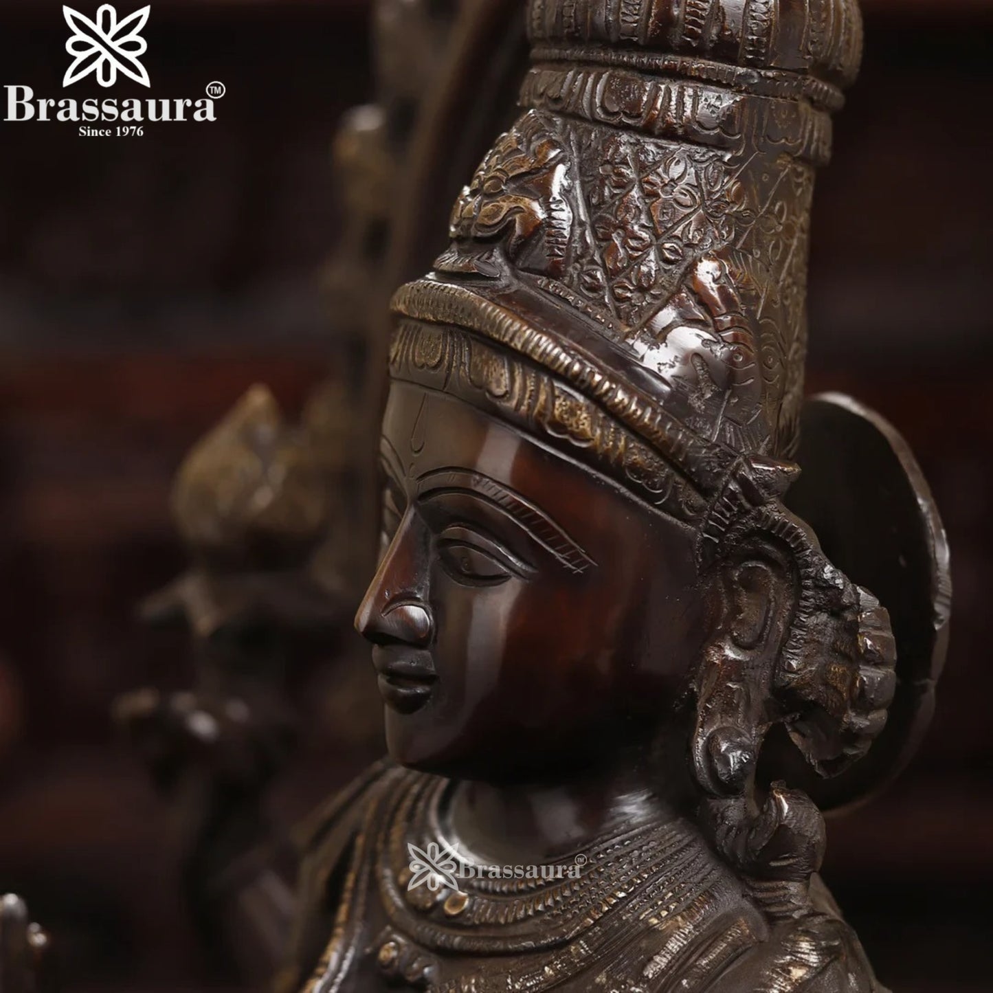 Brassaura™ Brass Laxmi Idol – Height 26.5 Inches & Weight 32.69 Kgs | Hindu Goddess Sculpture