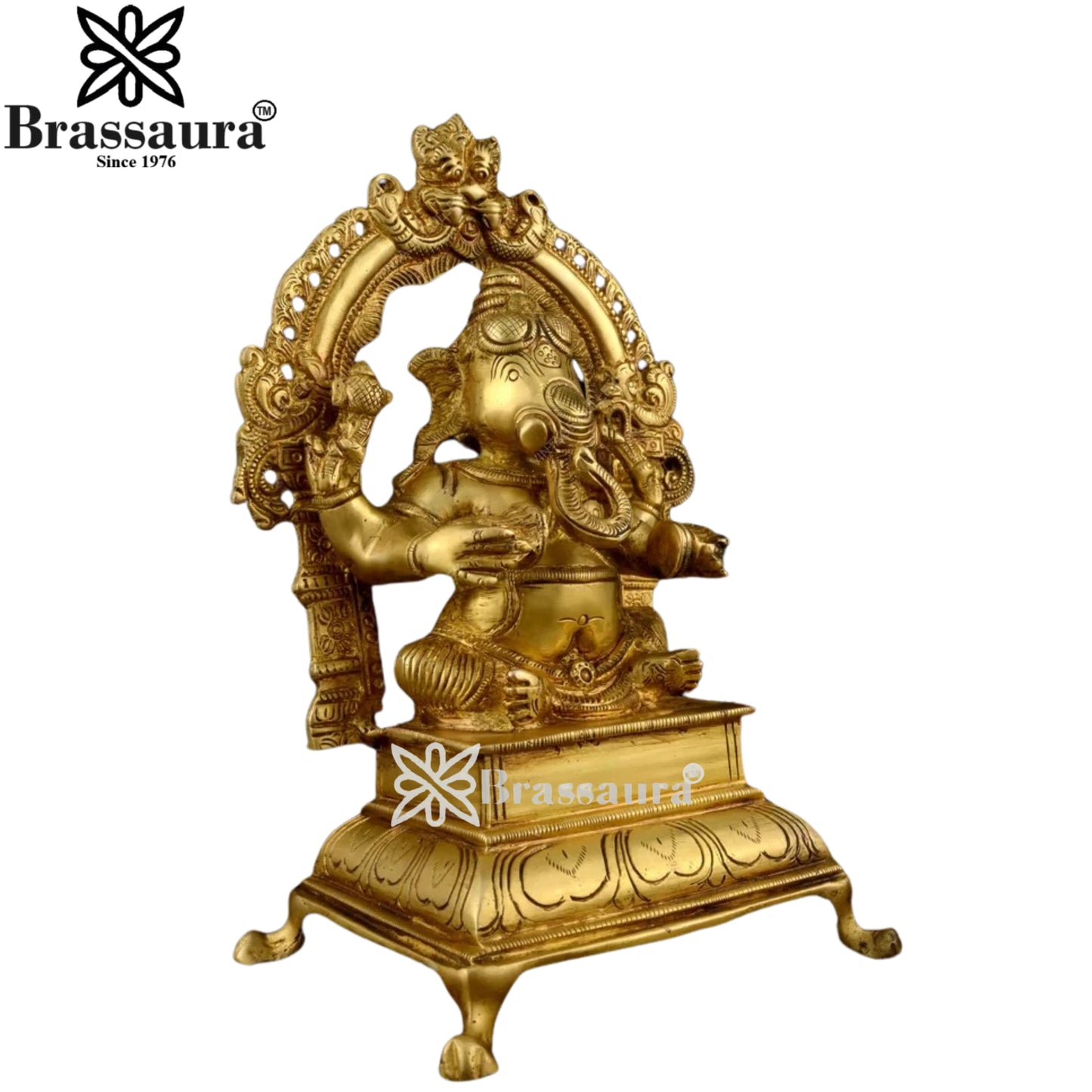 Brass Music Ganesha Play Manjira Statue Weight 1.98 Kg And Height 7.8 Inch