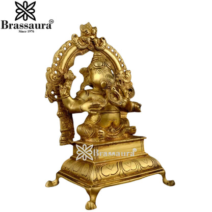 Brass Music Ganesha Play Manjira Statue Weight 1.98 Kg And Height 7.8 Inch