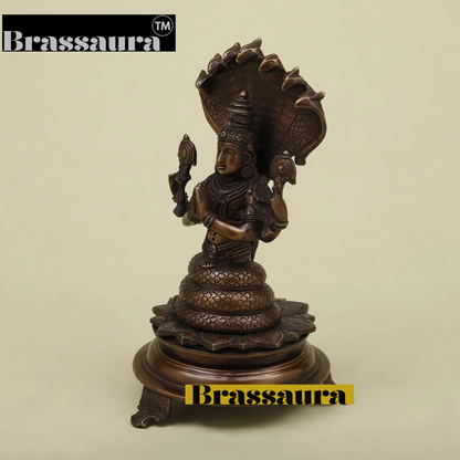 Brassaura™ Handcrafted Brass Patanjali Statue with Copper Finish | 11 Inches Height | 3.15 Kgs Weight | Symbol of Wisdom & Spiritual Growth