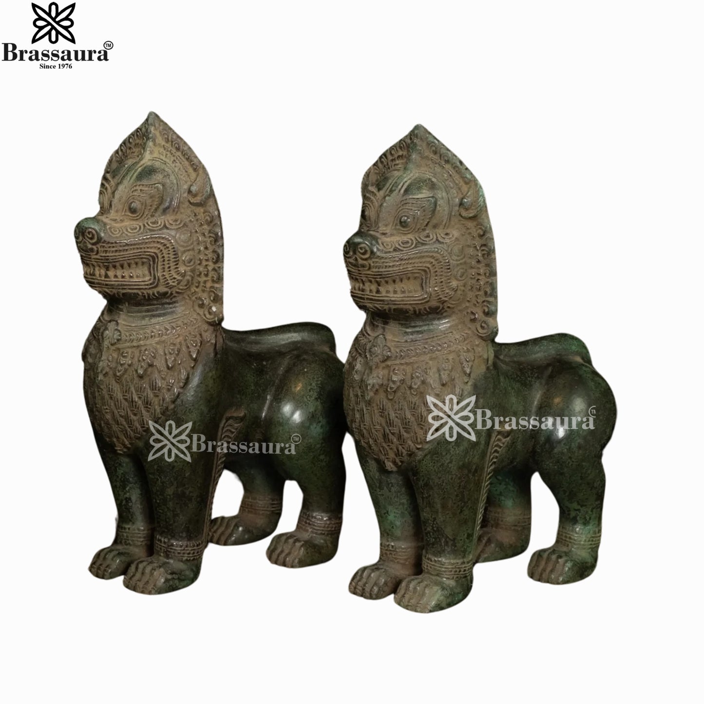 Bronze Balinese Temple Lion Idol For Home Decor Weight 2.8 Kg And Height 11 Inch