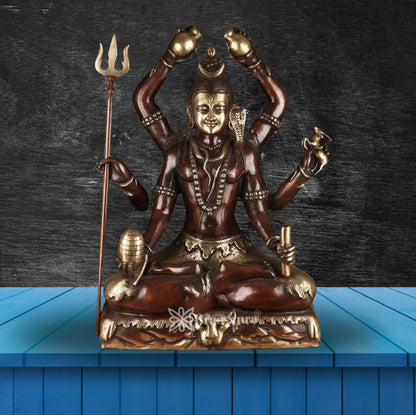Brassaura™ Brass Lord Mrityunjaya Shiva Statue, Height 30 Inches & Weight 48 Kgs | Temple & Home Décor