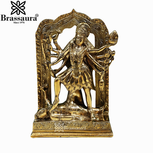 Brassaura™ Sacred Brass Kali Maa Murti – Height 11.5 Inches & Weight 5.6 Kgs | Temple Décor Accent