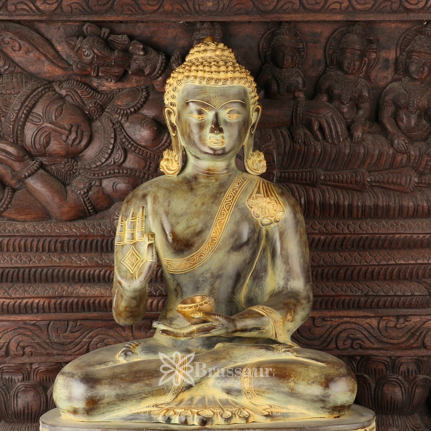 Brass Blessing Buddha Weight 26.1 kg & Height 24 Inch