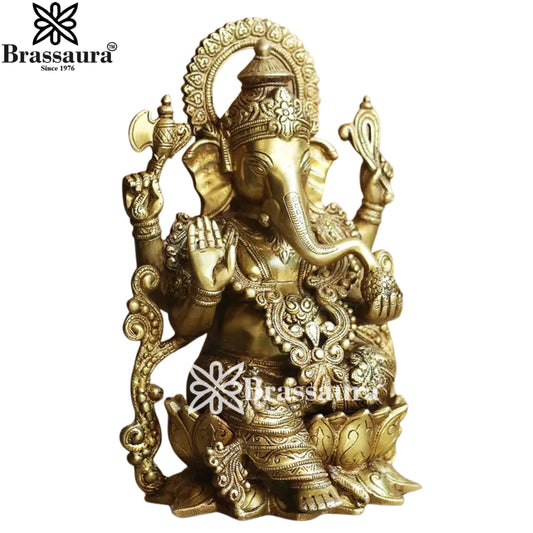 Brassaura Brass Ganesha Idol | Height 13 Inches