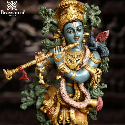 Brass Krishna Murti Weight 15.63 Kg And Height 30 Inch