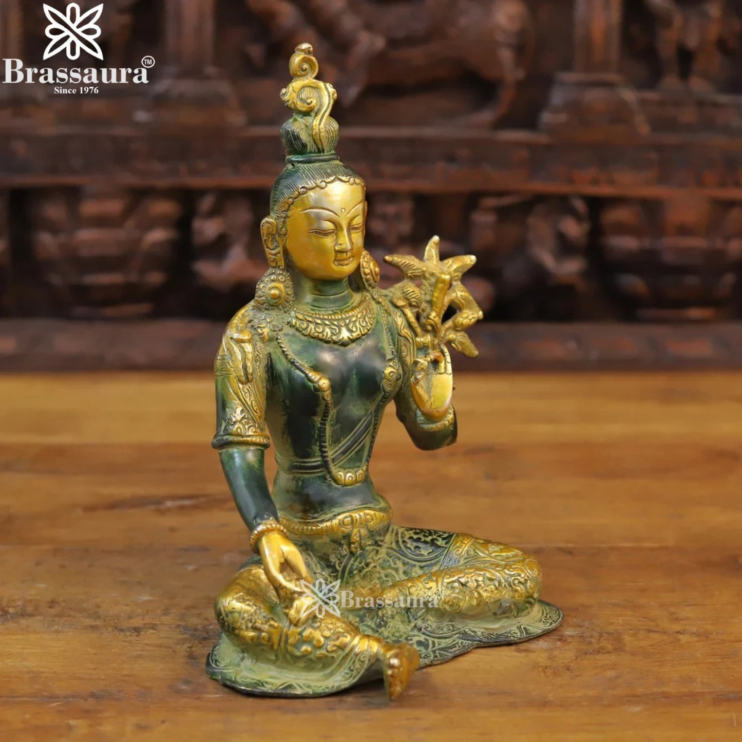 Brass Vintage Tara Statue Weight 2.8 Kg And Height 11 Inch