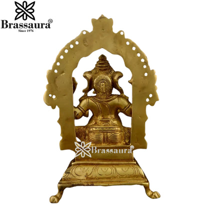 Brass Music Ganesha Play Manjira Statue Weight 1.98 Kg And Height 7.8 Inch