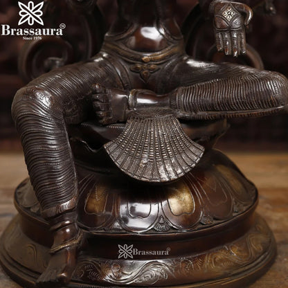 Brassaura™ Brass Laxmi Idol – Height 26.5 Inches & Weight 32.69 Kgs | Hindu Goddess Sculpture