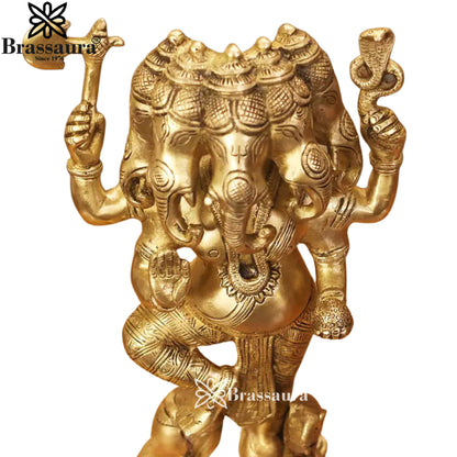 Brass Panchmukhi Ganesha Statue Weight 3.8 Kg & Height 12 Inch
