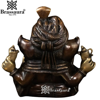 Brass Turban Ganesha Statue Weight 13.5 Kg And Height 13.5 Inch