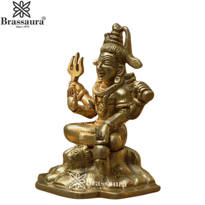 Brassaura™ Brass Shiva Statue – Height 5.25 Inches & Weight 1 Kgs | Temple & Home Mandir Idol