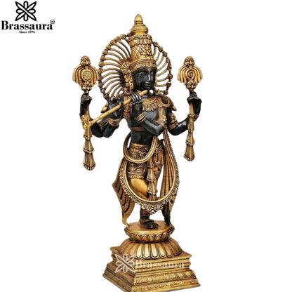 Brass Krishna Murti Weight 14 Kg And Height 24 Inch